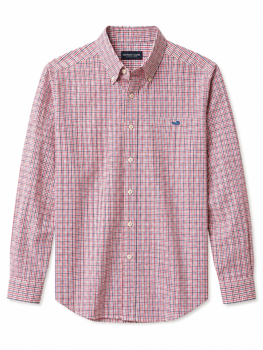 Southern Marsh Men’s XL Plaid Button Down Shirt Orange Blue Check Long Sleeve - Picture 2 of 7